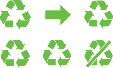 Fototapeta premium Visual representation of recycling symbol transformations and prohibition Vector