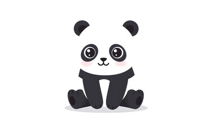 Naklejka premium A charming panda cub with a cute and innocent expression. It's a simple, endearing illustration of a beloved animal