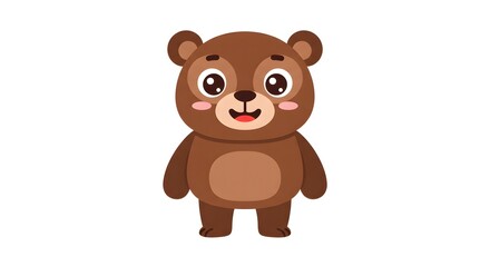 Fototapeta premium Cute cartoon bear with adorable features and a friendly expression. This bear has a charming, smiling face and big, expressive eyes.