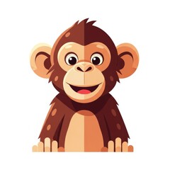 Fototapeta premium Chimpanzee vector illustration isolated on white background. Cartoon and minimal primate animal suitable for mascots, education, logos, and wildlife-themed designs.
