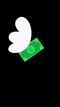 Flying Dollar Bill Animation With Wings