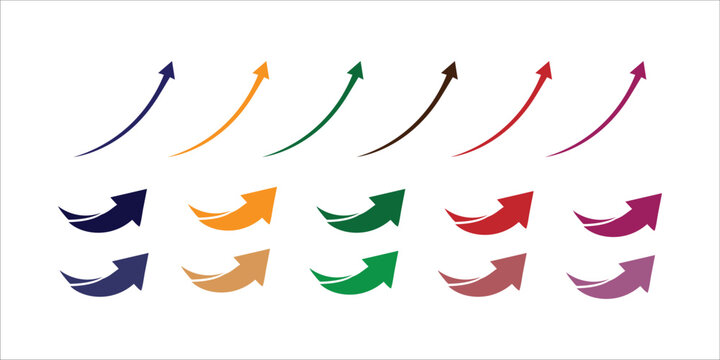 Colorful curve arrow upward pointer icons info graphic business vectors