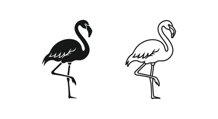 Obraz premium Elegant Black and White Flamingo Vector Art Vector
