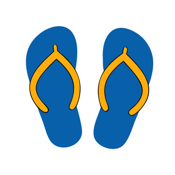 Summer Flip Flops Flat Vector Illustration, Beach Footwear Icon for Vacation, Travel and Tropical Design