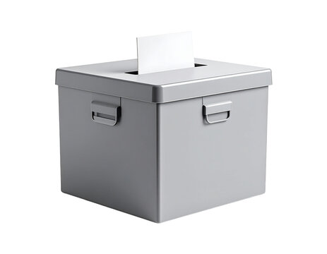 Silver ballot box with clean, modern design