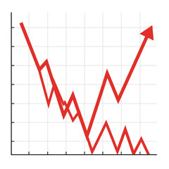 Obraz premium Line graph displays fluctuating market trends with an upward arrow.