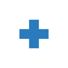 Obraz premium Blue cross symbol on a white background.
