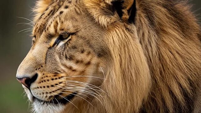 Close-up portrait of a majestic lion.