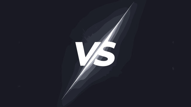 Dramatic versus symbol with bright light slash on dark background