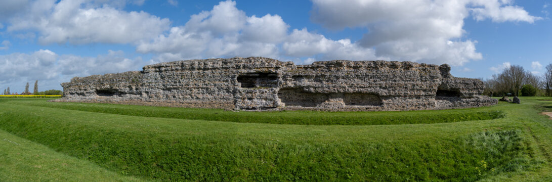 Panorama of Richborough Roman Fort ruins