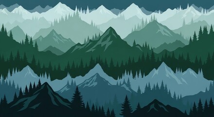 Fototapeta premium Mountain Landscape with Pine Trees.