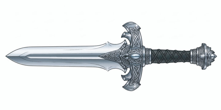 Excalibur sword with ornate hilt.