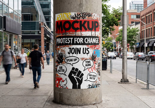 Column Poster Urban Street Mockup