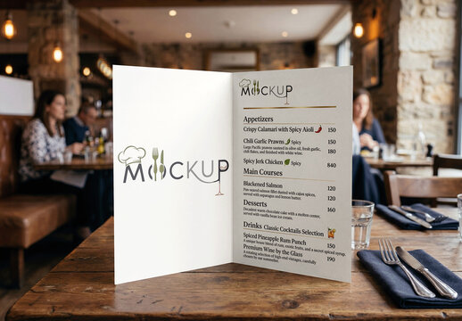 Restaurant Table Menu Mockup