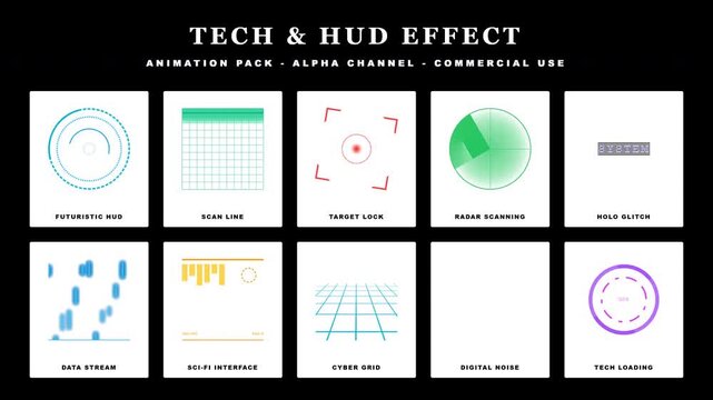 Futuristic HUD Elements Animation Pack - Tech & Sci-Fi Graphics