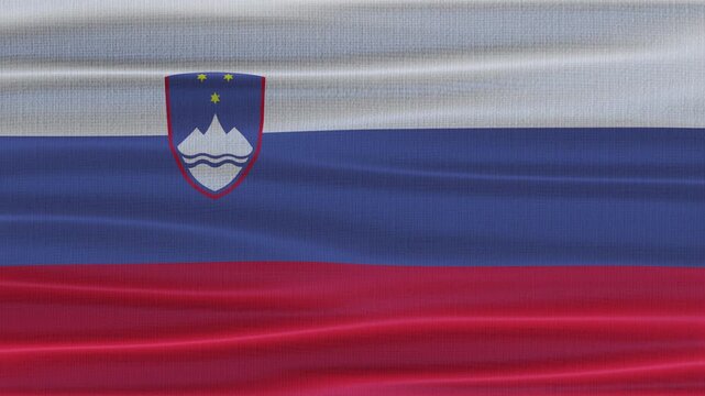 Slovenia flag waving in the wind with high quality fabric texture