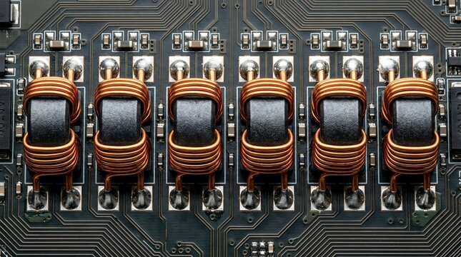 Electronic circuit board and microchip background, technology and computer hardware concept AI infrastructure, server farm, GPU cluster, data center hardware, parallel computing background, copy space