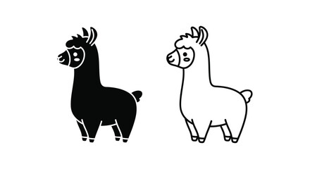Fototapeta premium Adorable Cartoon Alpacas: Fun & Cute Animal Drawing Vector