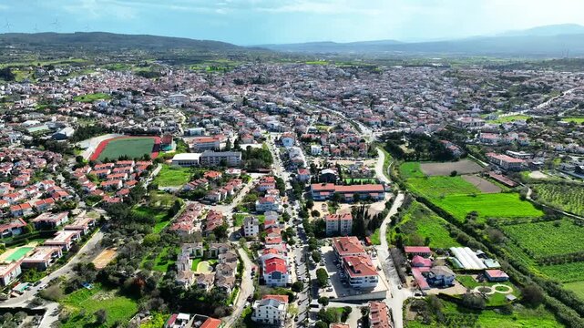 Urla Izmir Turkey Aerial Drone Footage | Town Center, Streets, Houses and Daily Life 4K