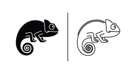 Chameleon Symbols: Unique Black and White Designs Vector © Sapla