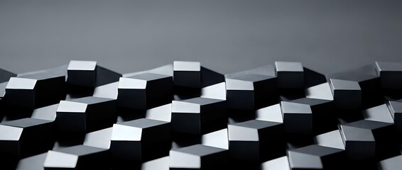 Fototapeta premium Racing checkered flag waving in dramatic lighting with black and white squares creating dynamic motion for motorsport and competition themes.