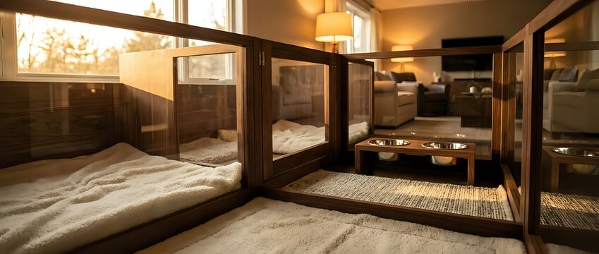 Modern hostel dormitory with wooden bunk beds and warm lighting creating cozy shared accommodation space for budget travelers and backpackers.