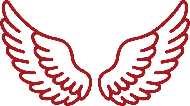 Red Outline of Angel Wings