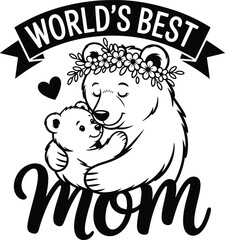 World's Best Mom bear with cub and flowers bear, cub, mom, mother, baby, love, family © DOT CANVAS
