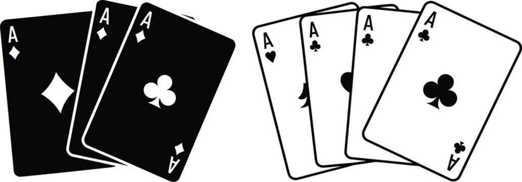 Four aces of playing cards in black and white aces, playing cards, poker, gambling