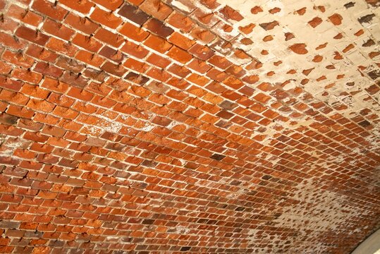 Red Brick Ceiling Texture In Historic Interior
