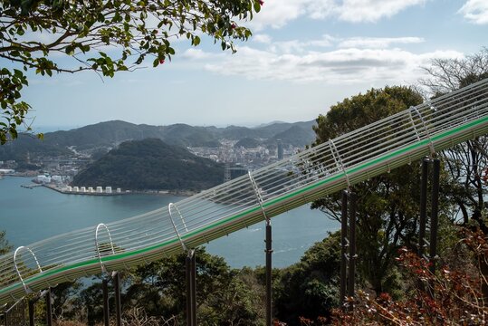 Kanmon Strait View With Bridge And Hills