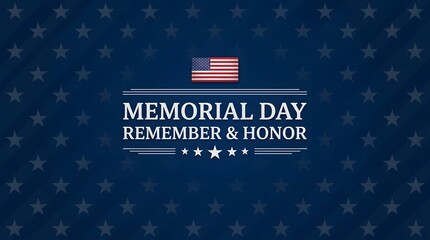 Clean and modern Memorial Day banner with a dark blue star pattern background and simple text.