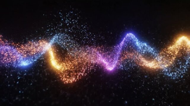 Vibrant Grainy Background with Luminous Orange Yellow Blue and Purple Glowing Noise Texture Over a Sleek Dark Banner Black Backdrop for High Resolution Cinematic Digital Abstract Art Visuals