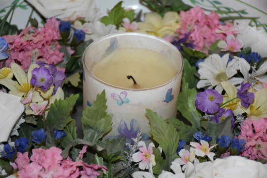 Candle and Flowers
