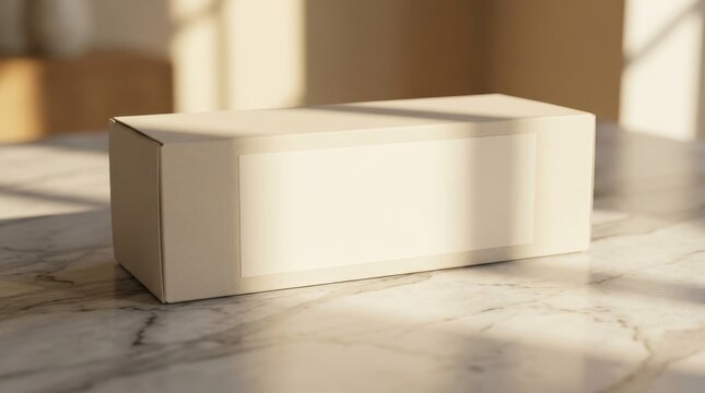 Minimal blank packaging box mockup side profile view