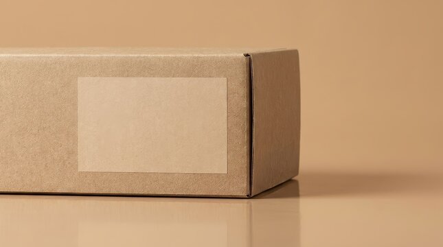 Close up of a simple brown cardboard packaging box mockup