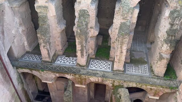 Aerial view of the Forum ruins from Palatine hill, Rome, Italy