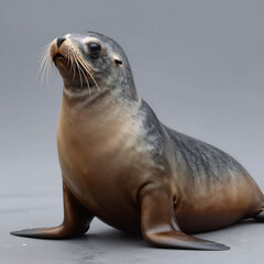 Fototapeta premium Matte Painting Sea Lion. Photorealistic Sea Lion Portrait With Text Space
