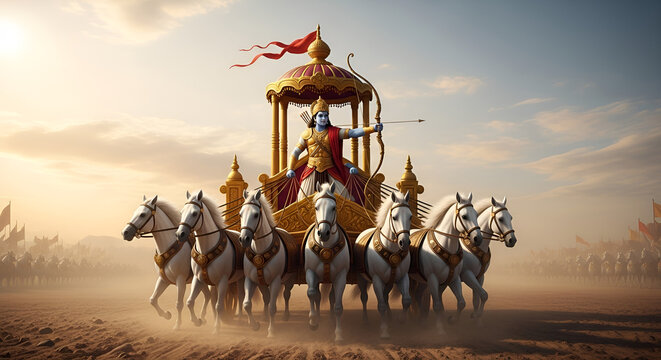 Lord Krishna Warrior in Mahabharat Chariot Battle