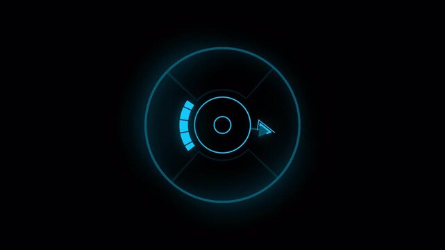 Futuristic Navigation Radar HUD Animation with Directional Indicator, Digital Tracking Interface Loop