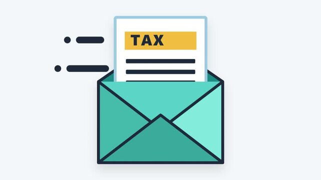 Animated envelope with tax document business concept financial accounting tax return.