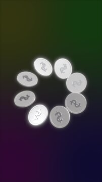 USA US United States of America 3D Silver Coin Glowing Effect Loop Animation Vertical 4K Video