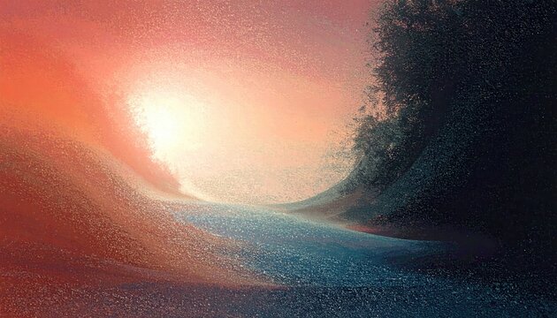 Majest&auml;tische Welle bei Sonnenuntergang mit dramatischem Lichtspiel und intensiven Farben, die die Kraft des Ozeans symbolisiert.