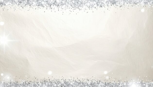 Eleganter cremefarbener Hintergrund mit funkelndem silbernem Glitzerrahmen und festlichen Lichteffekten f&uuml;r luxuri&ouml;se Anl&auml;sse.