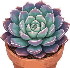 Obraz premium Succulent Plant Illustration with Soft Gradient Colors in a Pot for Digital Media, Websites, and Nature Design Sets