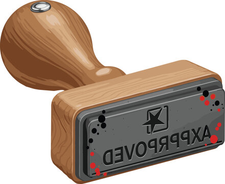 Wooden Approval Stamp Illustration with "APPROVED" Text for Digital Media, Websites, and Business Design Sets