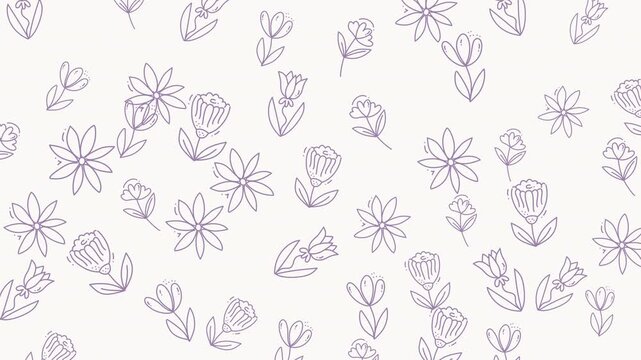 A cute handdrawn floral pattern on a light background. Great for backgrounds, invitations, or design projects.