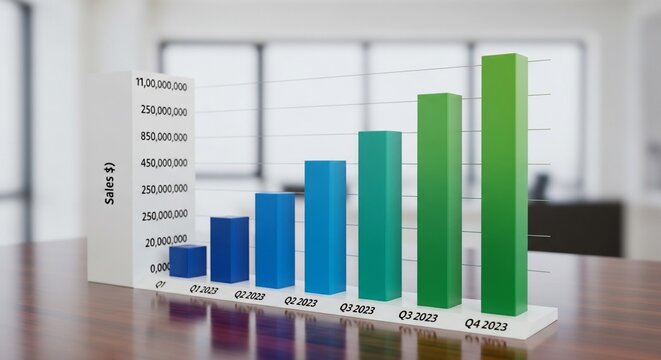Bar graph showing business growth