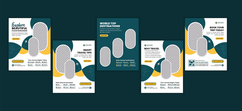 Travel Social Media Carousel Template, Modern Travel Agency Instagram Post, Vacation Promotion Marketing Design
