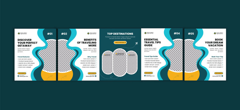 Travel Marketing Carousel Template, Travel Agency Social Media Post, Holiday Vacation Promotion Design